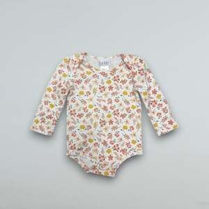 Ivory Floral Long Sleeve Bodysuit Fall Flowers Baby 18M